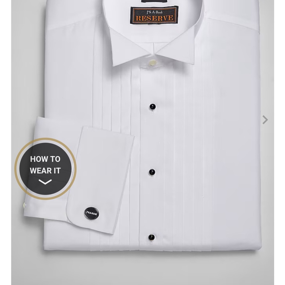Traditional Fit Wing Collar French Cuff Five-Pleat Formal Dress Shirt